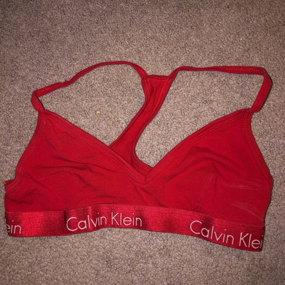 size small red Calvin Klein soft bra